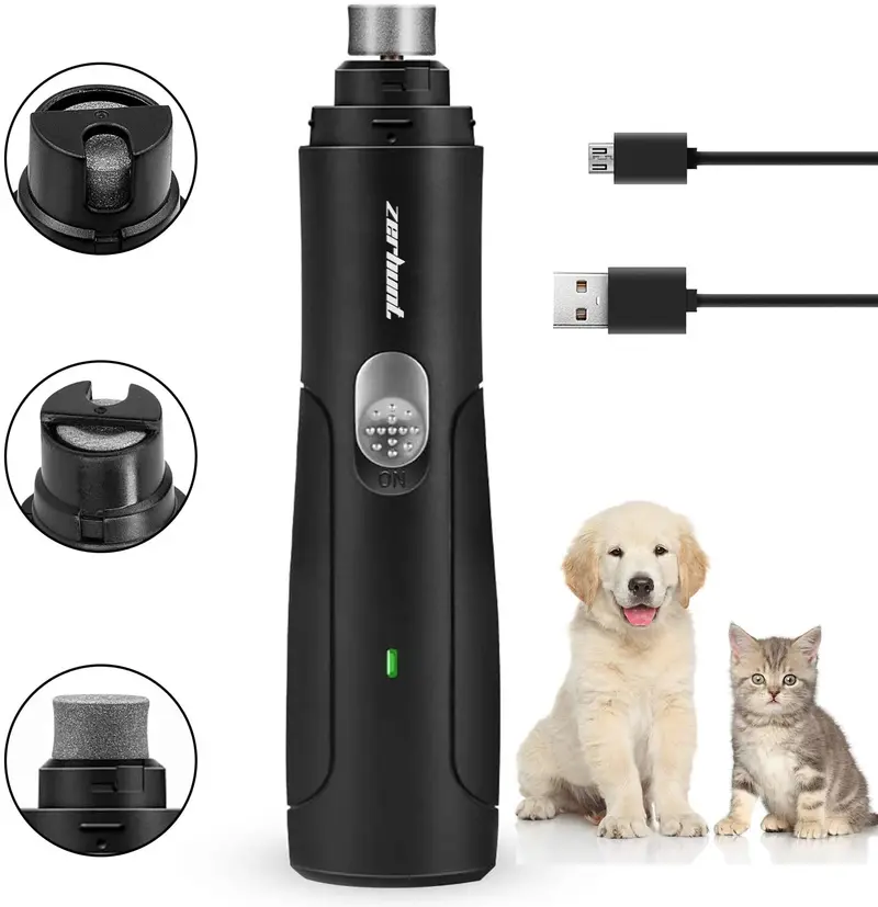 Zerhunt Cortador de uñas para perros, cortadora de uñas eléctrica para mascotas pequeñas, medianas, portátil, recargable, cortadora de uñas para mascotas