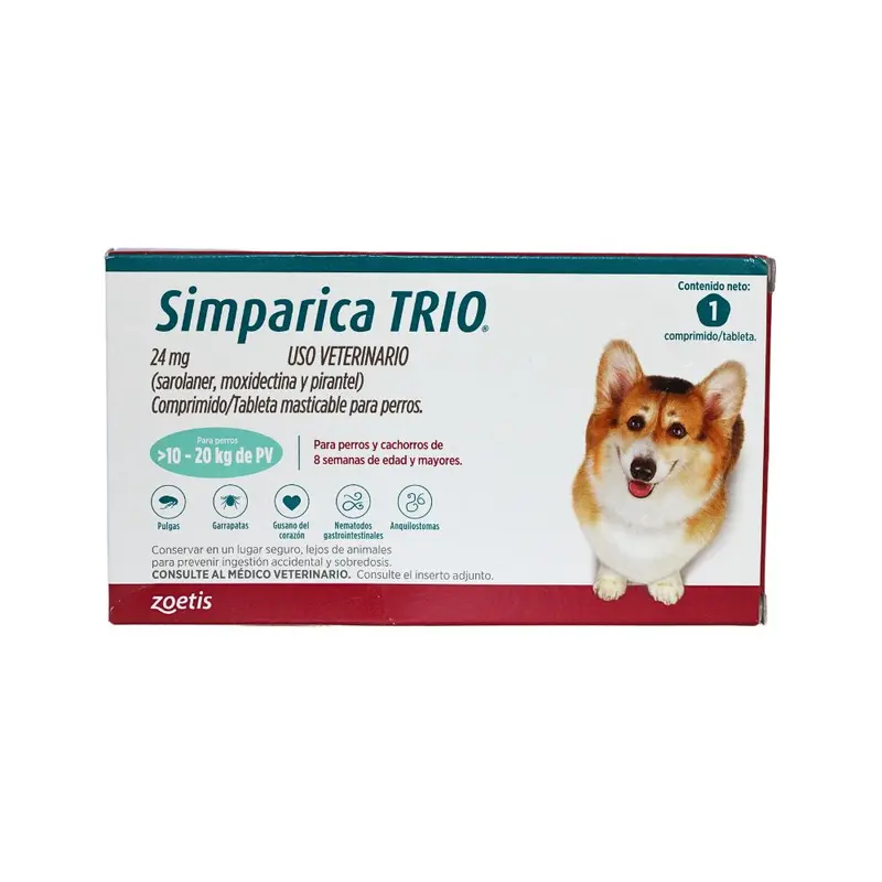 Zoetis Simparica Trio 24Mg 10 - 20 Kg 1 Tab