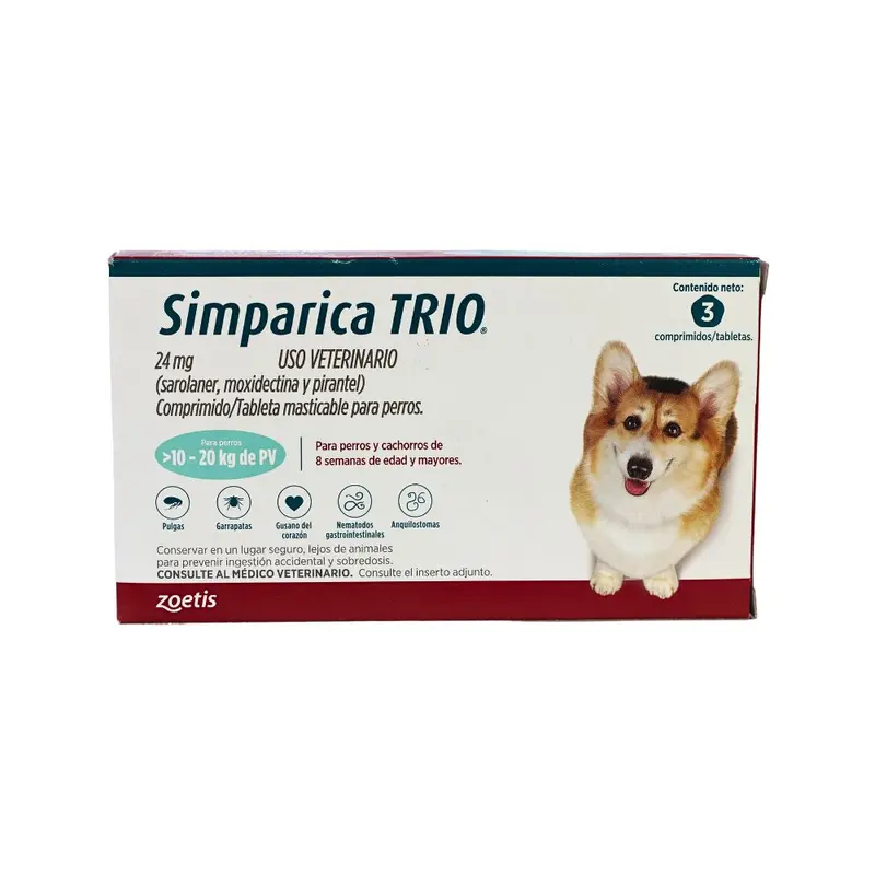 Zoetis Simparica Trio 24Mg 10-20 Kg 3 Tab