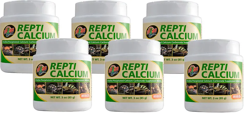 Zoo Med 6 Pack de calcio con suplemento de vitamina D3, 3 onzas cada uno