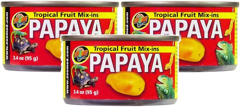 Zoo Med - Juego de 3 mezcladores de frutas tropicales para alimentos de papaya y reptiles, 9,4 ml cada uno