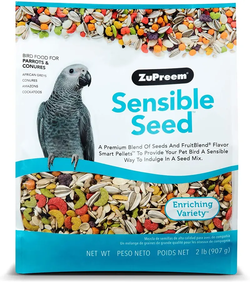 ZuPreem Alimento Sensible para aves pequeñas, medianas y grandes, loros y conures | Mezcla premium de semillas y pellets de mezcla de frutas | Fabricado en los Estados Unidos