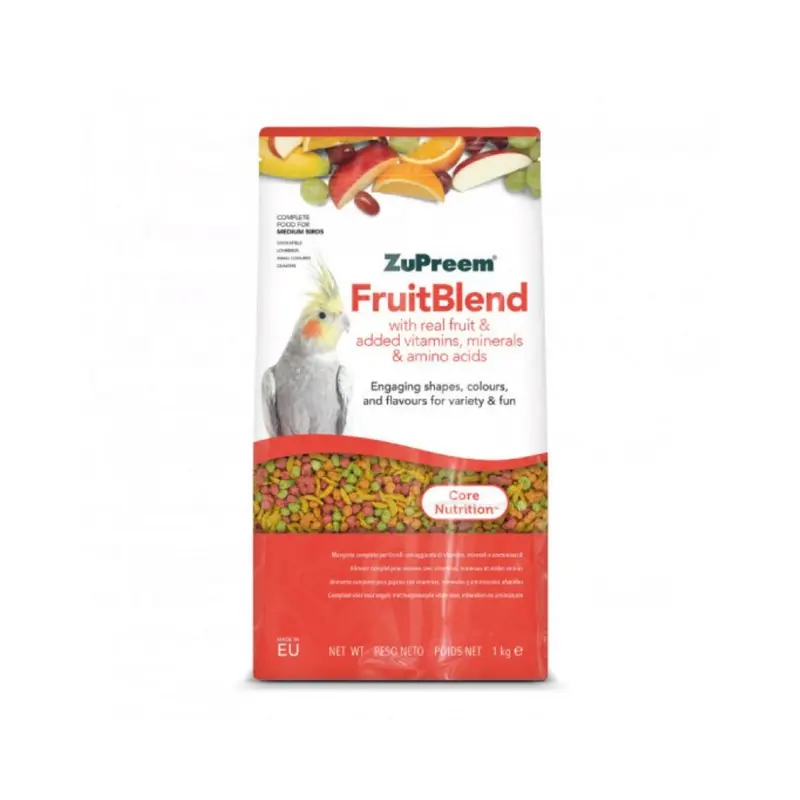 Zupreem fruitblend M para aves1Kg. Agapornis, Cotorras, Ninfas, etc.